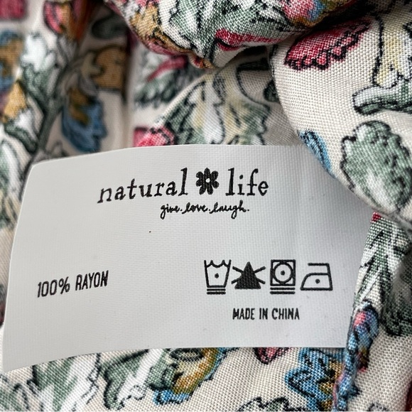 New Natural Life Sz Small High Neck Tiered Mini Dress Floral Print Tie Back - Picture 9 of 11